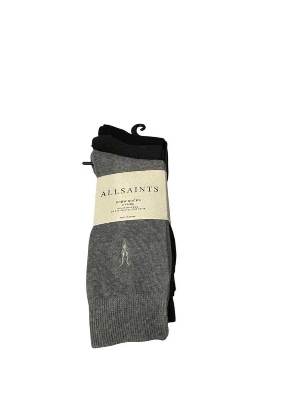 ALL Saints Men's Crew Socks 3 Pairs Size 7-13 Black Gray